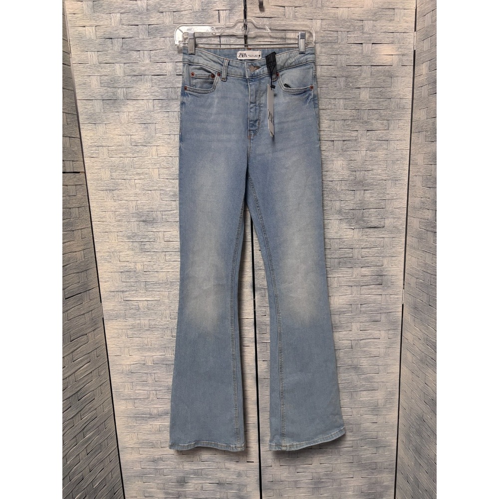 Zara Women 4 Jeans Light Wash High Rise Flare Leg Denim 7223/048 Retro Y2K